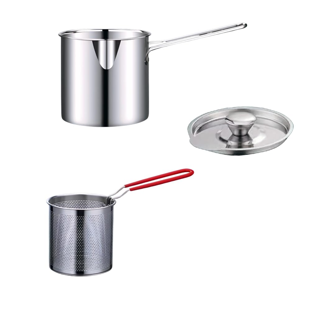 CTRLZS Deep Fryer with Frying Basket Multi-Function Small Pot for Kitchen Use Fried Chicken Cooking Tools
