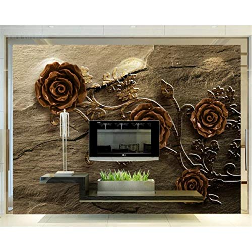 Benutzerdefinierte Wandbilder Tapete Geprägte Rose Marmor Sandstein Pfingstrosen TV Hintergrundwand 3D Tapete Papel De Parede