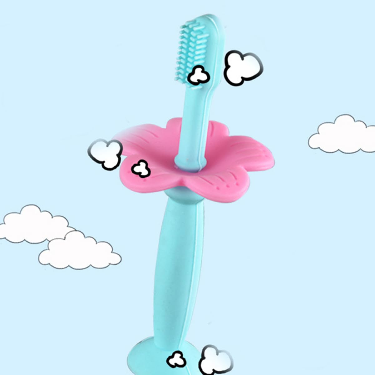 FRCOLOR 6pezzi Spazzolini Manuali Siliconper Ragazzo Ragazza Con Protezionper Gengive Rosa e Blu Per Igiene Orale Dei Piccoli Per Ai Denti Da Latte