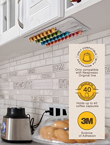 Cusierymax Coffee Pod Holder, Stainless Steel Adhesive 40Pcs For Nespresso Original Line Pods, Coffee Pod Organizer Suitable For Kitchen Walls And Cabinets #TOP2