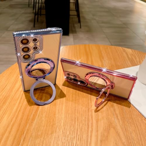 Coque miroir de luxe pour Samsung A16 violet avec strass effet diamant - 4