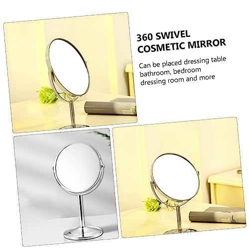 Espejo de maquillaje doble vista de mesa 10x aumento plateado miniatura 3