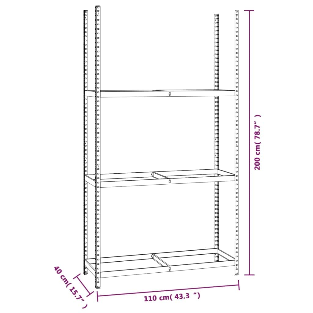Générique Porte-pneus à 3 Niveaux Argenté 110x40x200 cm Acier,Entreprise & Industrie,Stockage Industriel,Étagères industrielles,Argent,10.66 KG,152895