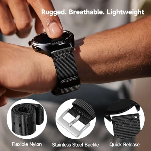 Image of WOCCI Nylon Watch Bands, Contrast Woven Design, Quick Release, Stainless Steel Buckle, Band Width 20mm 22mm 24mm 26mm
