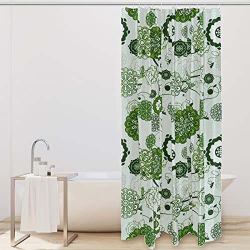 Rideau de douche floral vert 182x182 cm sans odeur pour baignoire