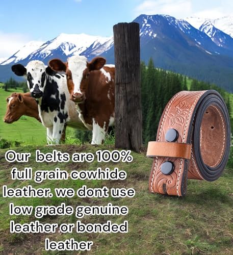 Image of F&L CLASSIC Western Belt without buckle for men - Full Grain Leather Cowboy Belts for jeans - One Piece Leather strap belt