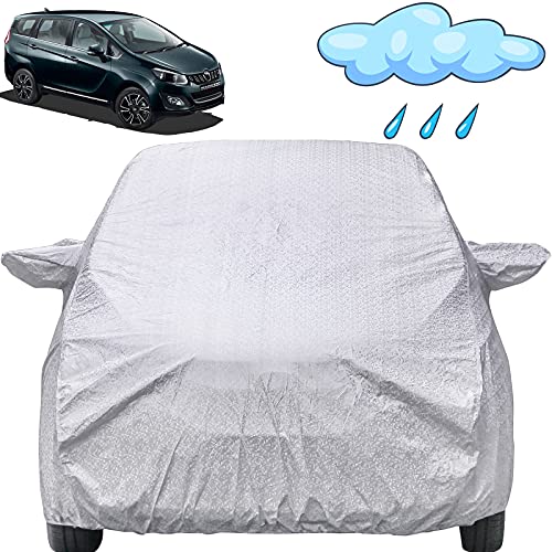 Image of Marazzo Waterproof Car Cover with Mirror Pockets, Shinning Silver Design, Non Woven Fabric,Triple Stitched, Compatible with Mahindra Marazzo Car Cover (2018 to 2024), Marazzo Car Accessories