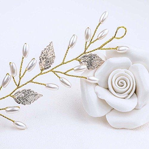 Yean Gold Leaf Bride Wedding Headband Pearl Bridal Hair Accessories Headpiece For Women And Girls #TOP4