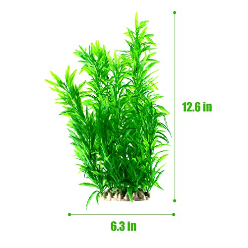 Mr.foam Large Aquarium Plants, Fish Tank Plants Decoration Ornament For All Fish Artificial Plastic Lifelike Water Plant Ornament Fish Tank Decorations 12.6 Inch Tall 7.09 Inch Wide Green #TOP1