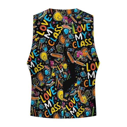 Love My Class Novelty Men's Suit Vest Casual Formal Dress Vests Business Waistcoat4