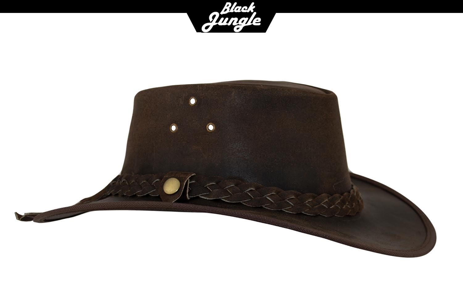 Black Jungle - Bulat Chapeau en Cuir Western Chapeau de Cow-Boy Australien