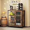 275 coffee bar cabinet with storage small corner coffee stand station for kitchen farmhouse dining hutch cabinet multipurpose side console table rustic brown  urban country home decor