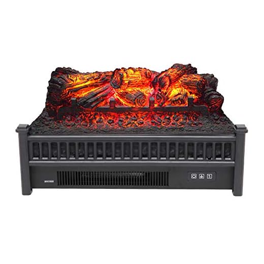 ZOKOP 120V Electric Fireplace Insert Logs with Realistic Ember Bed, 23''W Fireplace Insert Log Heater with Remote Controller,1400W Black