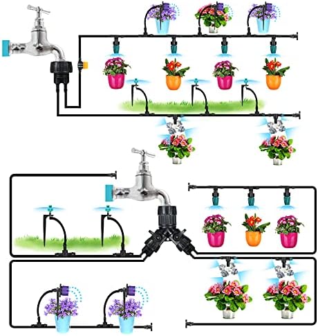 Garden Irrigation System, 132ft/40m 16300PCS Micro Drip Irrigation Kit (3000pcs Adjustable Nozzle), Drip Irrigation with 1/4" Blank Distribution Tubing for Greenhouse Lawn Flower Bed Patio--100set