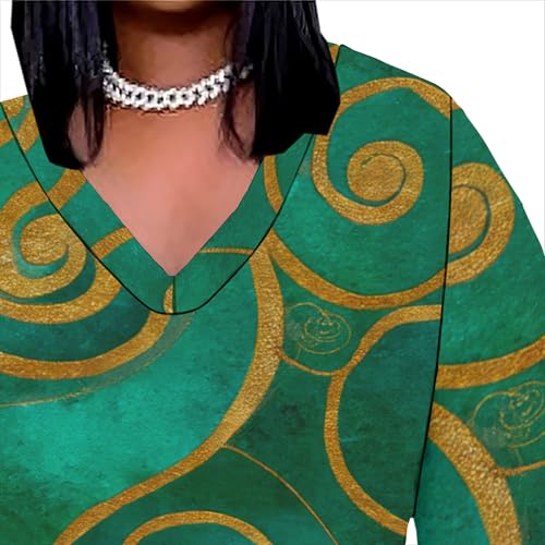 Image of Womens African Dresses Sexy Casual T-Shirt Dresses Long Sleeve Oversized Baggy Summer Sundress