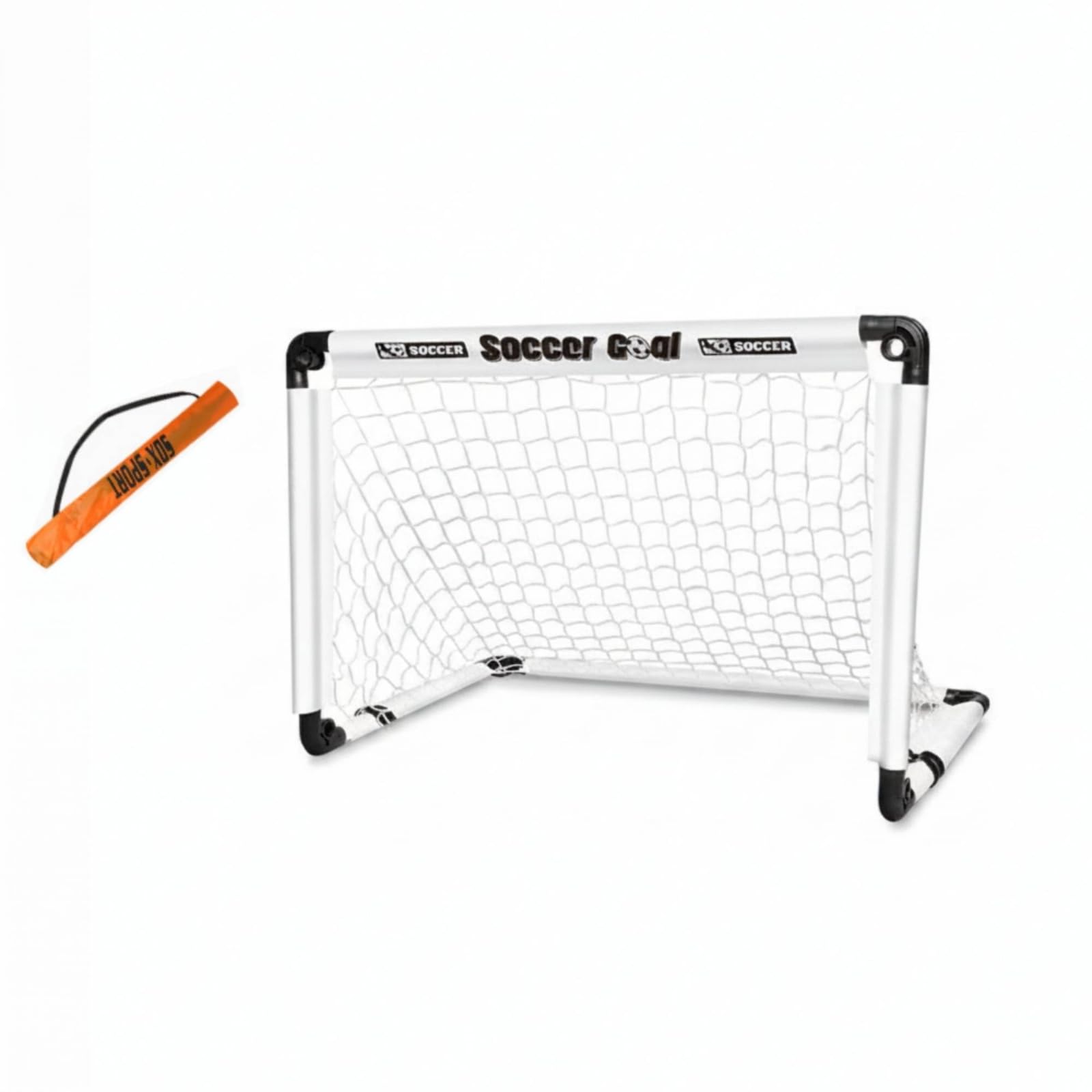Portería Fútbol Plegable Tubular Portería Infantil Plegable Equipo Deportivo para Interior, Niños, Blanco, Pequeño 60cm