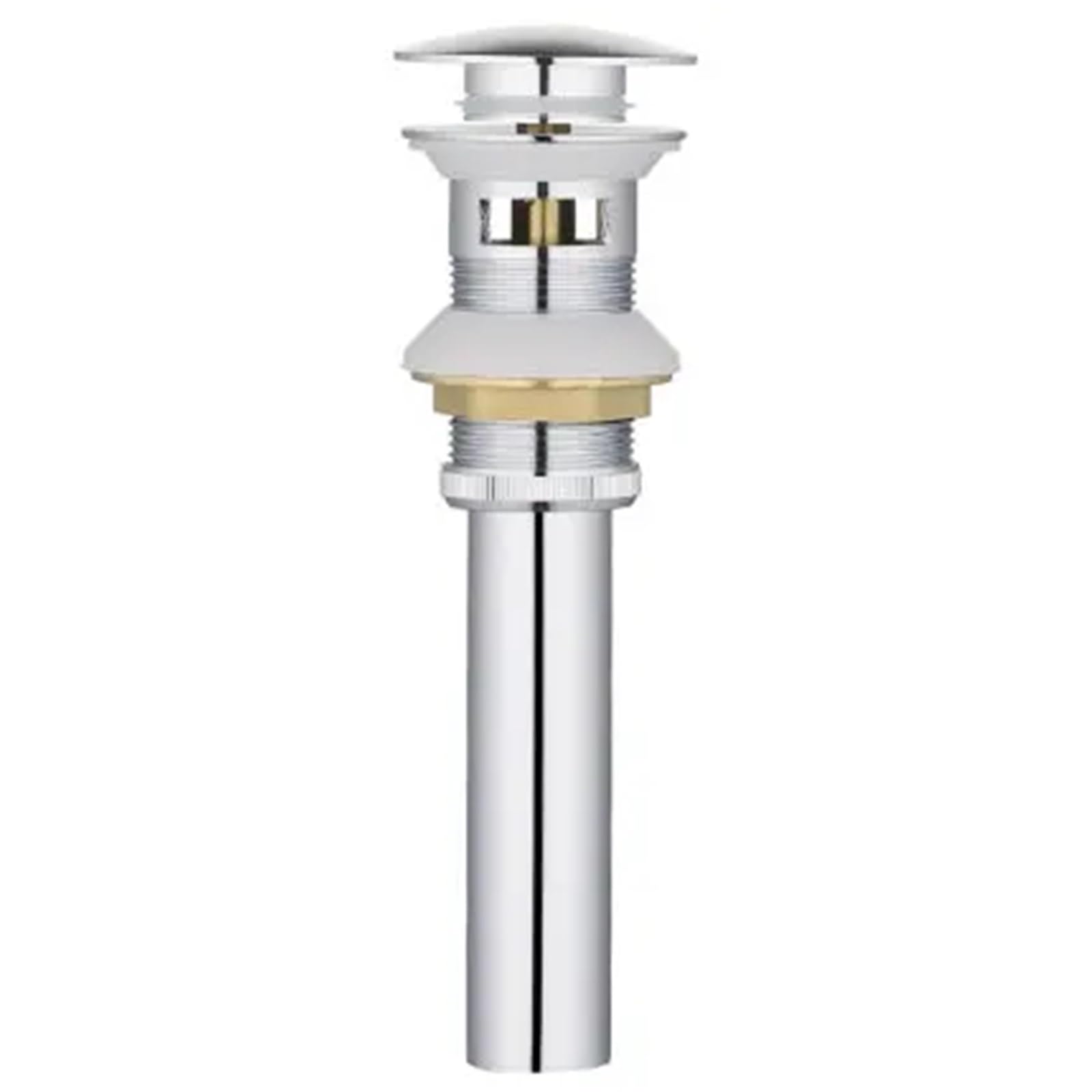 Rtbvghjik Chrome With Gray Pop Up Drain Bathroom Sink Vessel Vanity Brushed Gold Solid Brass Assembly Replacement Kits Stopper, Flip Top, Overflow For Bathroom Sinks(Chrome With)
