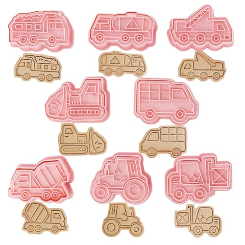Honicemar Auto Transportwesen Ausstechformen 8 Stück 3D Kunststoff Cookie Cutters für Backen Kuchendekoration Fondant Obstschneiden. Ausstecher für Tägliche Partys Familienfeiern