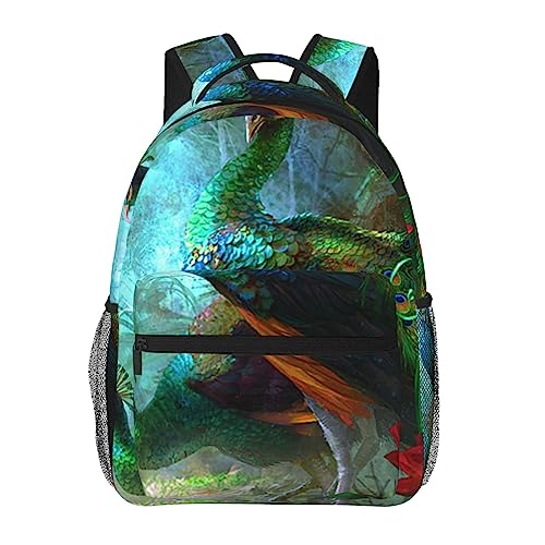 Sac à dos d'école avec fermeture éclair résistante motif paon - 6