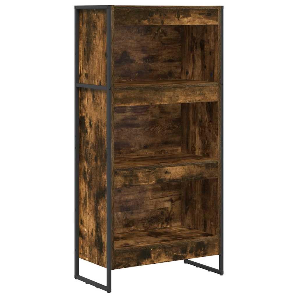 Regał na książki, kolor dymny, 80 x 30 x 155 cm, materiał drewnopochodny, przemysłowy regał stojący z 5 półkami, do salonu, biura, sypialni