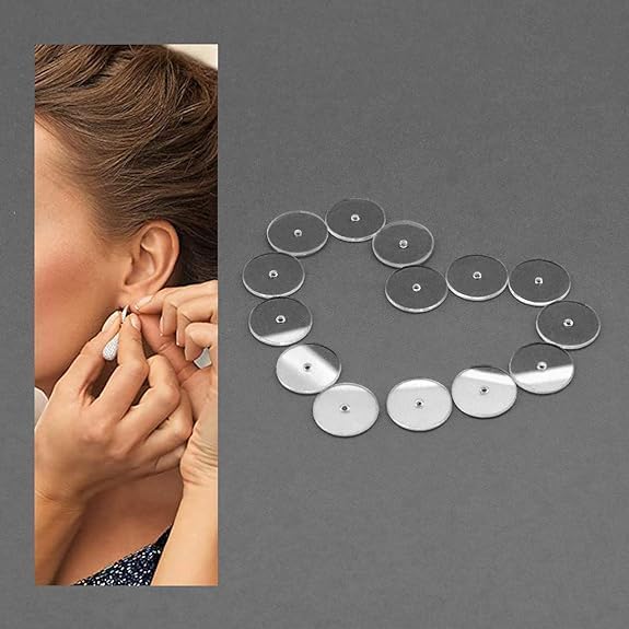 Image of Soft Silicone Rubber Earring Back Stoppers for Gold, Diamond, Silver & Heavy Earrings | Flat Clear Push Buttons for Big Holes | Earring Findings & Stud Support for Women & Girls