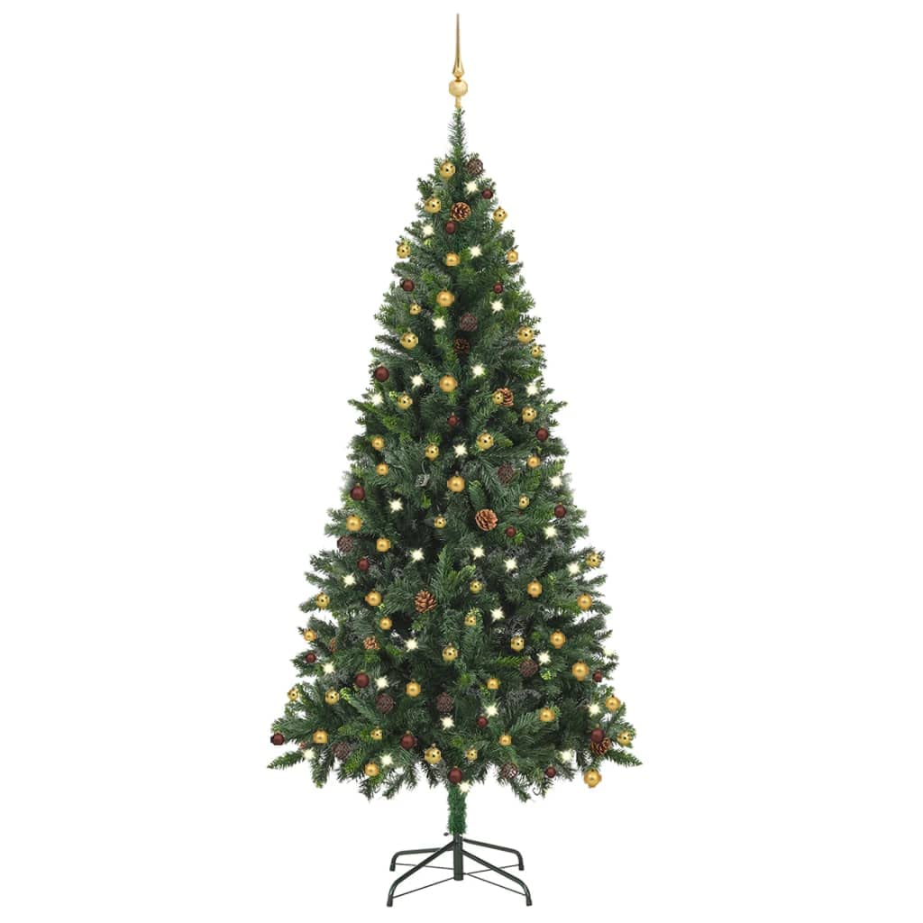 albero natale,mini albero di natale,albero di natale piccolo da tavolo,Set Albero Natale Artificiale con LED e Palline Verde 210cmAdatto per camera da letto, soggiorno, patio, Natale