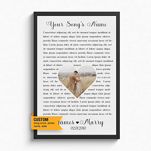 Personalized Song Lyrics Wedding Day Anniversary Poster Print Frame Husband Wife Wall Decor Wedding Dance Personalized Canvas Art Wedding Song (Couples Portrait)