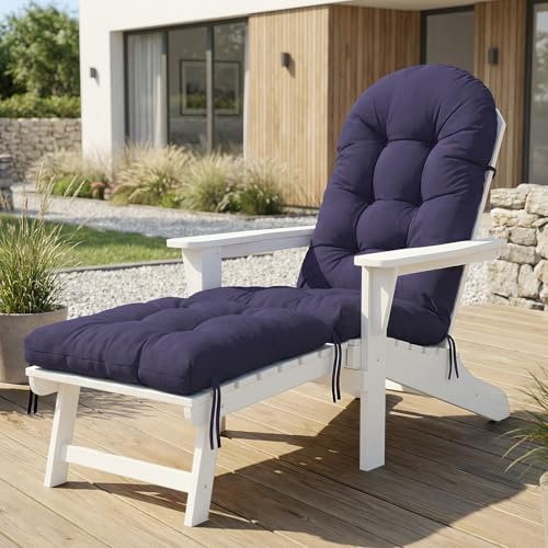 Image of mudilun Adirondack Chair Cushion with Ottoman Cushion Outdoor Tufted Waterproof Lounge Cushion Anti-Slip Thickened High Back Patio Seat Pads (Custom Colors)