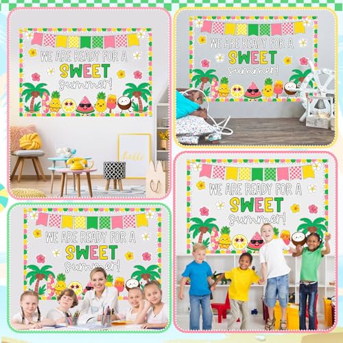 Epakh Summer Bulletin Board Decorations Set We are Ready for a Sweet Summer Classroom Decor with Fruit Palm Trees Cutouts for Teacher Wall Door Hawaii Beach Theme Classroom Display - Image 5