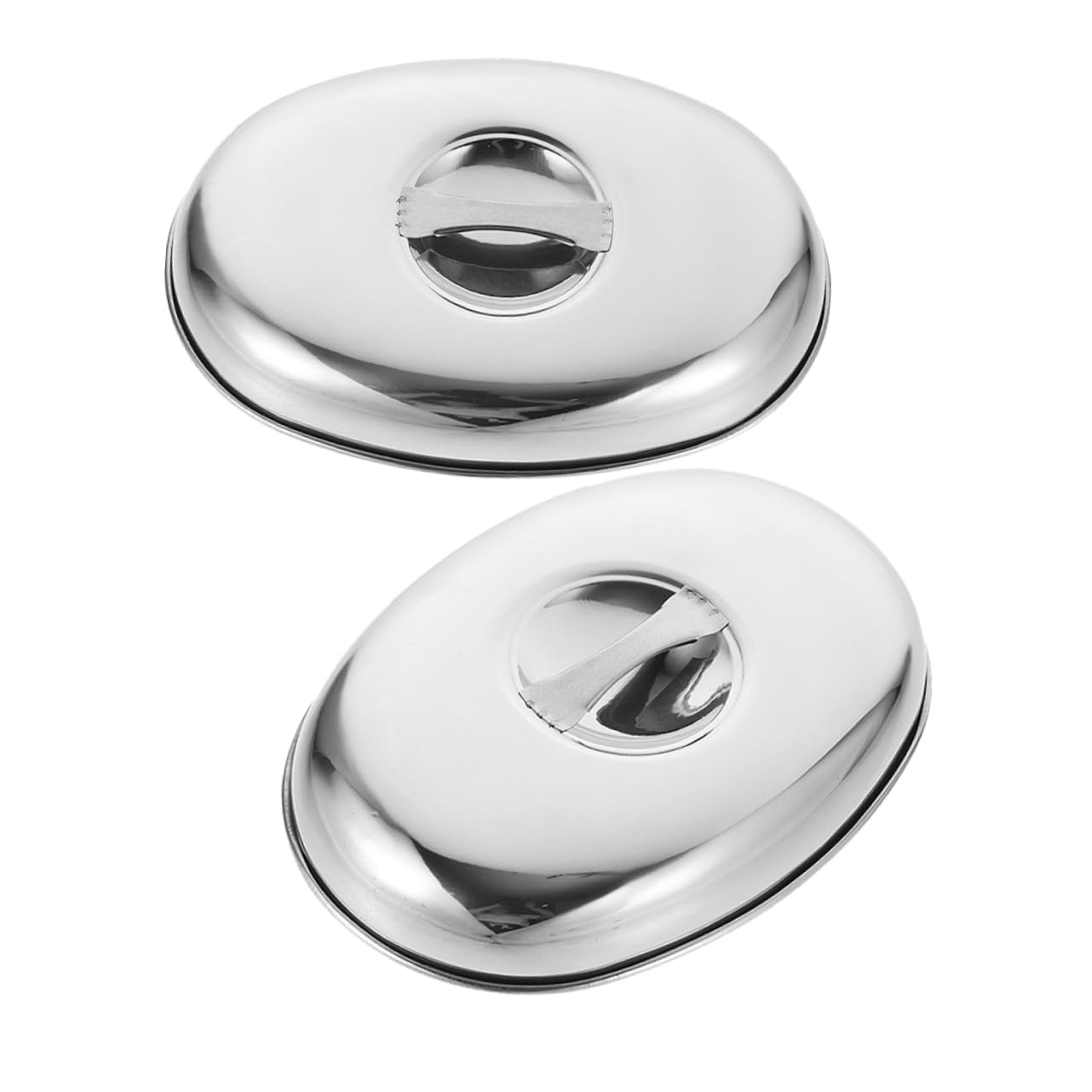 Cabilock 2pcs Stainless Steel Cheese Melting Dome Oval Food Cover for Griddle Basting Protector for Steaks and Burgers Kitchen and Restaurant Use Temperature Retention and Elegant