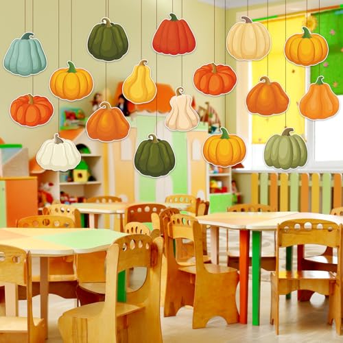 Image of 48Pcs Fall Pumpkin Cutouts Decorations, Colorful Thanksgiving Autumn Pumpkins Paper Cut Outs for Halloween Fall Thanksgiving Harvest Party Home Classroom Bulletin Border Chalkboard Wall Decor