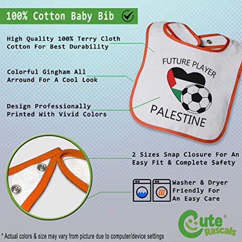Custom Baby Bibs Burp Cloths Future Soccer Player Palestine Cotton Baby Items for Baby Girl & Boy White Orange Design Only2