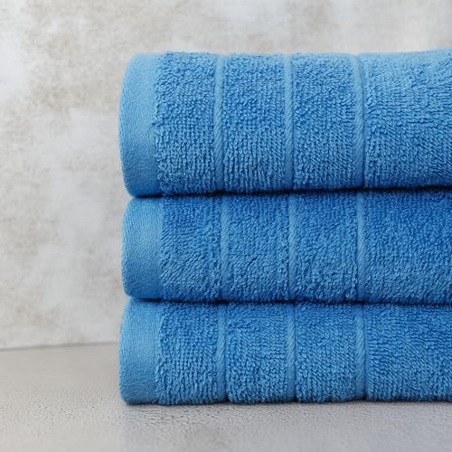 Image of Tens Towels Pack of 6 Hand Towels, 100% Cotton, Lighter Weight, Quick to Dry, 16 x 28 Inches, Super Soft & Absorbent, Perfect for Bathroom & Kitchen, Blue
