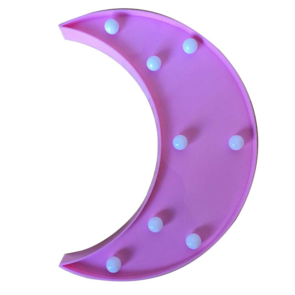 3D Moon Light, LED Plastic Star Shaped Sign-Lighted Marquee Star Sign Wall Decor for Chistmas Birthday