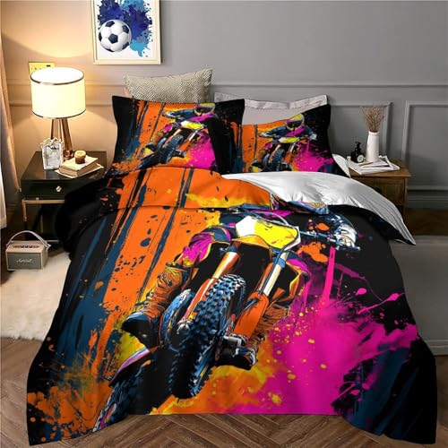 Housse de couette motocross fermeture éclair king size douce