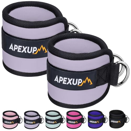 APEXUP Ankle Strap for Cable Machine, Ankle Resistance Bands, Cable Kick Back Ankle Straps for Gym, Glute Workouts, Leg Extensions, Adjustable Straps with Neoprene Padding Pastel Purple Pair