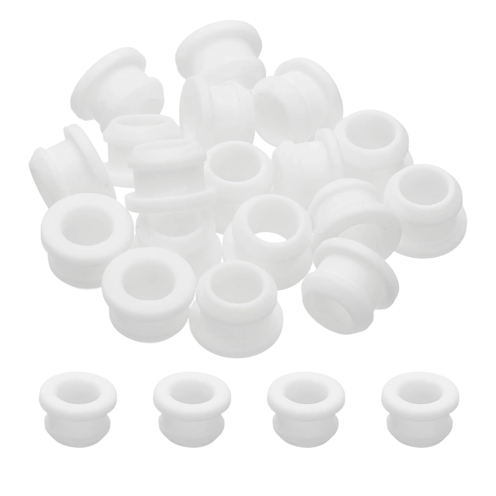 PATIKIL 18pcs Wire Grommet, 12mm Mounting Dia Plastic Grommets Cable Snap Bushing Cable Mounting Hose Bushing Grommet Protector Fasteners Locking Silicone for Wire Cable Hose, White