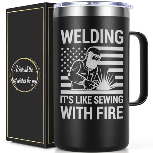 Lifecapido Welder Gifts for Men, Welding It's Like Sewing with Fire 20oz Insulated Coffee...