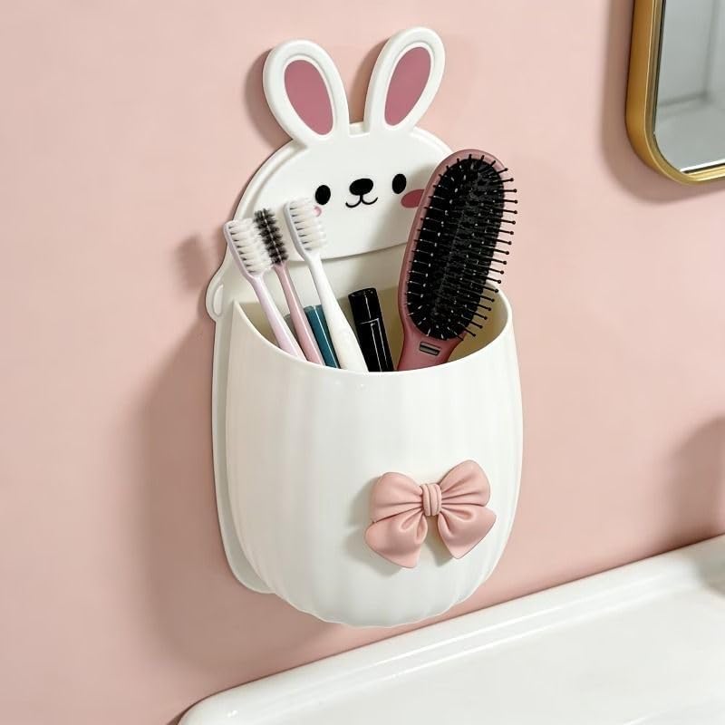 Image of Toothbrush Holder Wall Mounted, Tooth Brushes Holder, Toothbrush Holders for Bathroom, Brush Holder for Bathroom Wall Mounted (RABIT Toothbrush Holder Pack of 1)