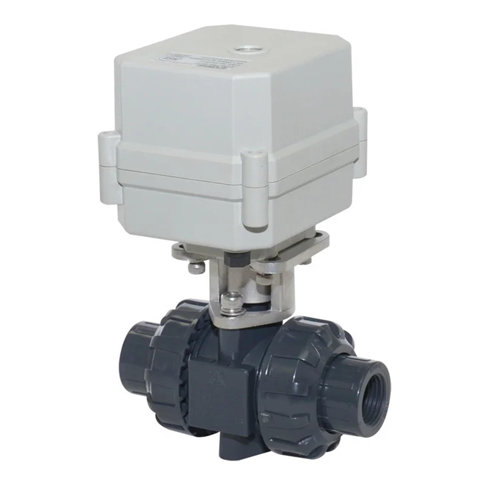 Válvula de Bola eléctrica UPVC 2 vías DN15 (1/2'') | Doble Unión | BSP/NPT/Enchufe | 9–24 VCA/CC | A Prueba Fallos NA/NC | válvula solenoide(Non thread-DIN,DN15_9-24V ACDC_CR502)