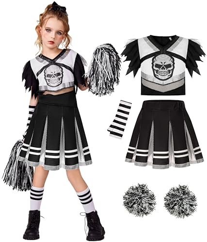 Bordazor Girls Zombie Cheerleader Costume Scary Halloween Cheerleading Costume cover