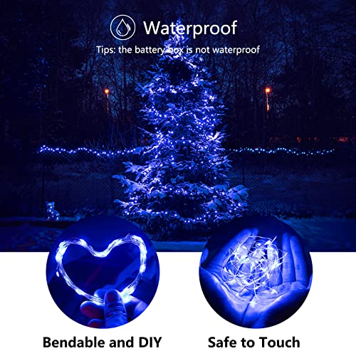 Minetom Fairy Lights Battery Operated, 5 Pack 7 Ft 20 Led String Lights With Timer, Waterproof Silver Wire Fairy Lights For Bedroom Christmas Home Party Wedding Decorations, Blue #TOP3