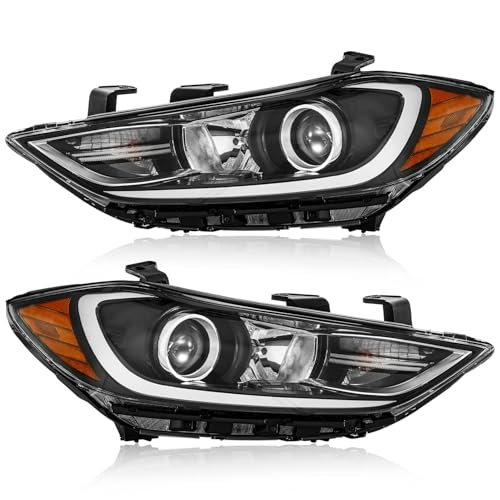 TTUN AUTO Compatible with 2017-2018 Hyundai Elantra Headlight Without Parking Lamp Halogen & Projector Type 92101-F3010 92102-F3010(Driver & Passenger Side)