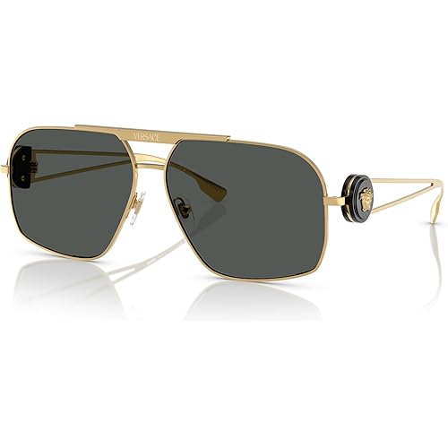 Versace Man Sunglasses Gold Frame, Dark Grey Lenses, 62MM
