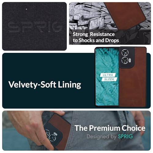 Image of SPRIG Compatible with Moto Edge 50 Fusion Premium PrimeMatte (Matte Leather TPU) Back Cover Drop Tested Shock Proof Mobile Case for Men, Women, Boys and Girls with Camera Protection (Brown)