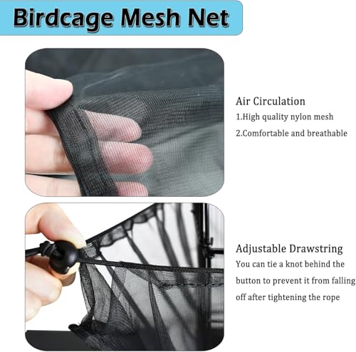 ASOCEA Vogelkäfig-Samenfänger Verstellbare Vogelkäfigabdeckung Weiches Nylon-Netznetz mit Kordelzug Vogelkäfig-Rock Federschutz für runde quadratische Käfige(78.7x27.6 in/200x70 cm)