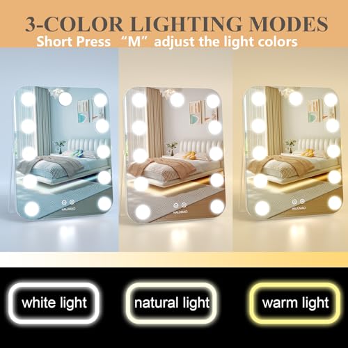 halumao 14.6" Vanity/Makeup Mirror with Lights, Hollywood Mirror with 11 Dimmable LED Bulb - image 2