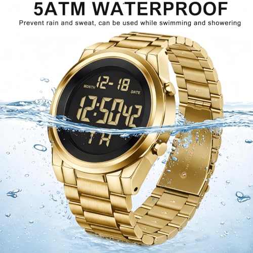 Image of Black Waterproof Digital Wrist Watches for Men Sports Mens Watch | Black Silver Waterproof Sports Wrist Watches for Men Digital Tactical Mens Watches Military