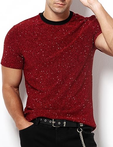 Arjen Kroos Men's Sequin Disco Shirts Short Sleeve Sparkly Rave Hot Tops2