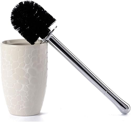 Miniatura 6 de Escobilla de inodoro moderna creativa para el hogar en relieve adoquines de cerámica redonda escobillas, cepillo de inodoro con soporte